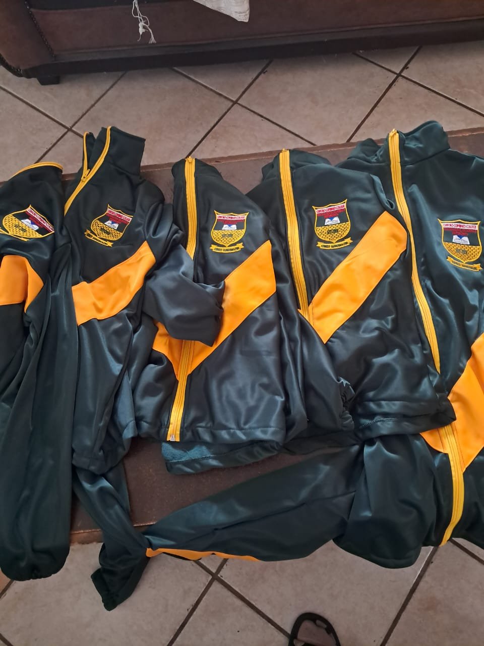 Green & gold school tracksuit tops — M2 Embroidery